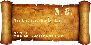 Mirkovics Beáta névjegykártya